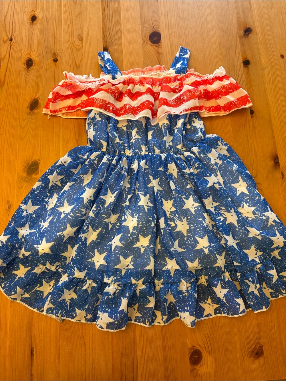 Girls Patriotic Star & Stripe Sundress - Red, White & Blue